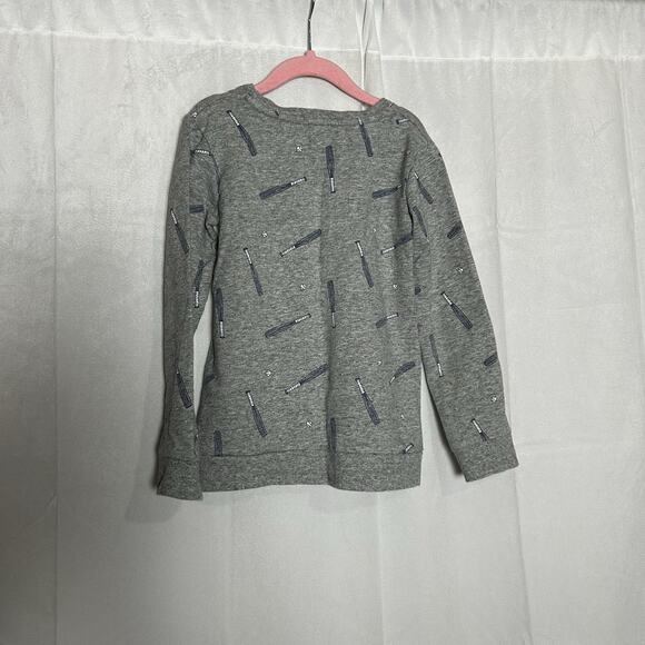 Miles Baseball Print Long Sleeve Crew Neck Gray T Shirt Size 7 Youth - Picture 2 of 4